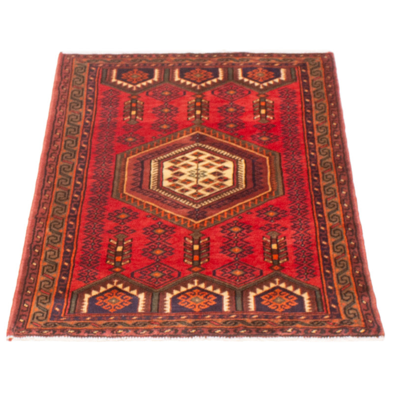 Tapis rouge en laine des années 1990 de 3 pi 4 po x 4 pi 8 po Yonatan