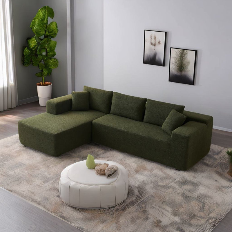 Pagona Upholstered 104.33'' Sofa, Green Polyester