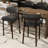Set of 4 Bar Stools with Backs - 26 Inch Counter Height Kitchen Stools with Wood Legs, Modern Upholstered Chairs for Kitchen Island & Dining, Blue-637298261-637298283