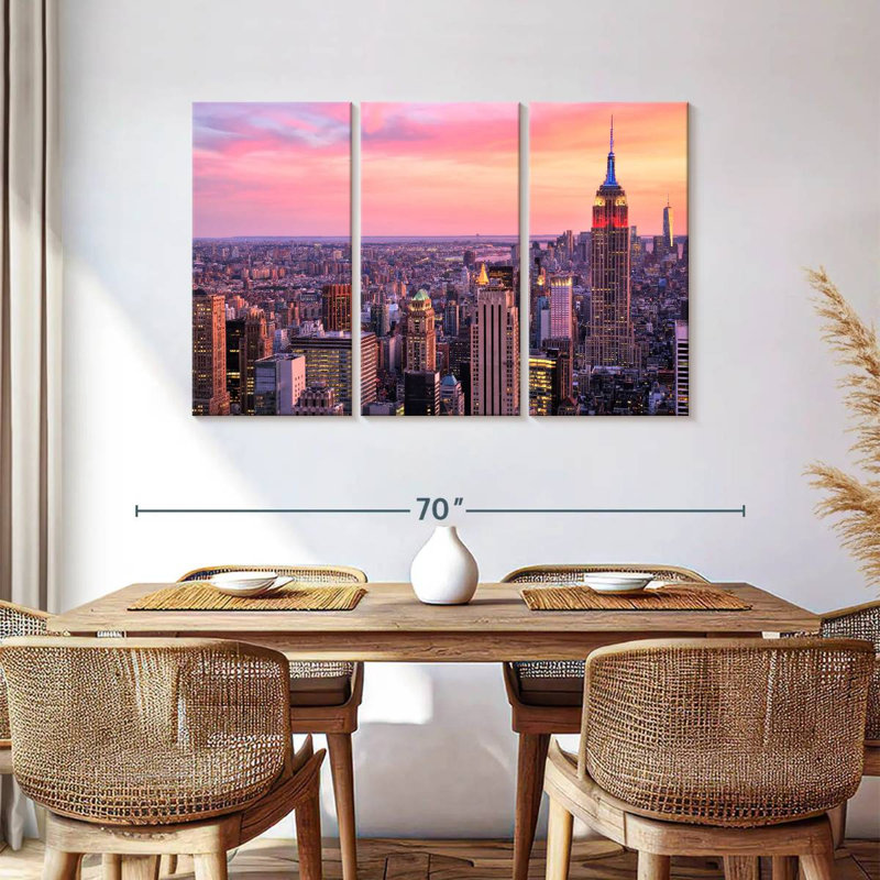 Sebbie NYC Skyline au coucher du soleil, H 36 po x l 57 po
