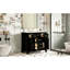Armoire de salle de bain 36 po avec lavabo en céramique, 4 tiroirs et 2 armoires, style moderne, structure en bois massif, teinte noire-2122183021