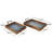 Brown Wood Floral Living Room Decor Tray with Tile Patterns, Set of 2 23", 19"W