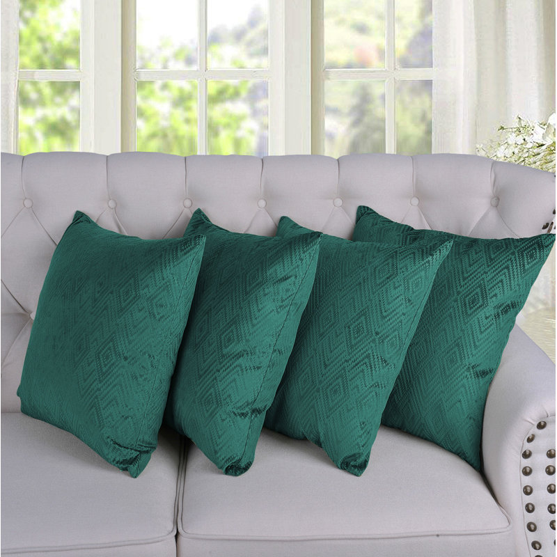 Sapphire Blue Ikat Velvet Square Throw Pillow Covers Set of 4
