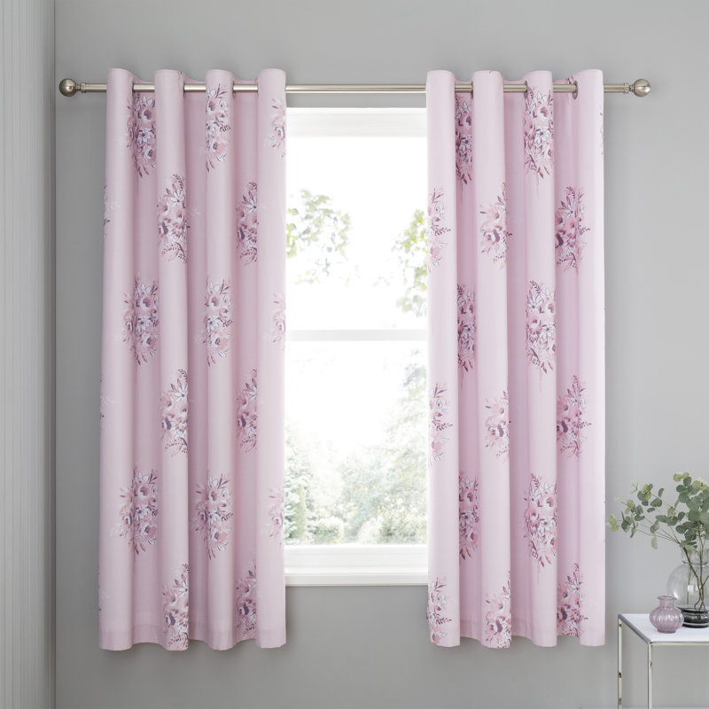 Floral Bouquet Eyelet Curtains Two Panels