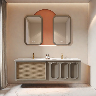 Armoire de salle de bain française de style crème minimaliste
