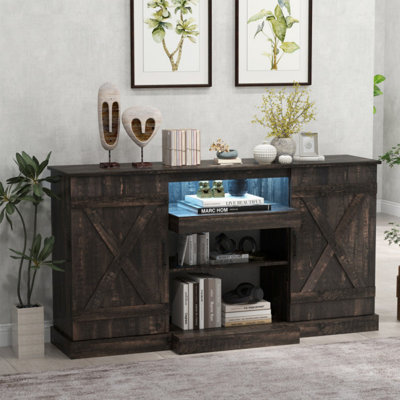 58 Inches TV stand for TVs up to 65 Inches with 20 Color Led Lights