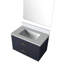 30 po L x P 22 po. Meuble-lavabo bleu avec comptoir en quartz blanc et miroir 28 po