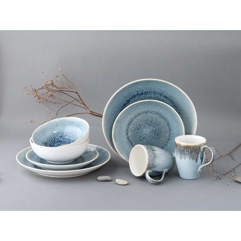 Creatable 25864, Caldera Sand collection, 8 piece dinnerware set, Ice blue