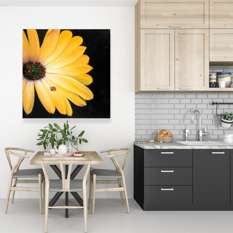 Yellow Daisy and Ladybug Canvas | Yellow Bedroom Decor