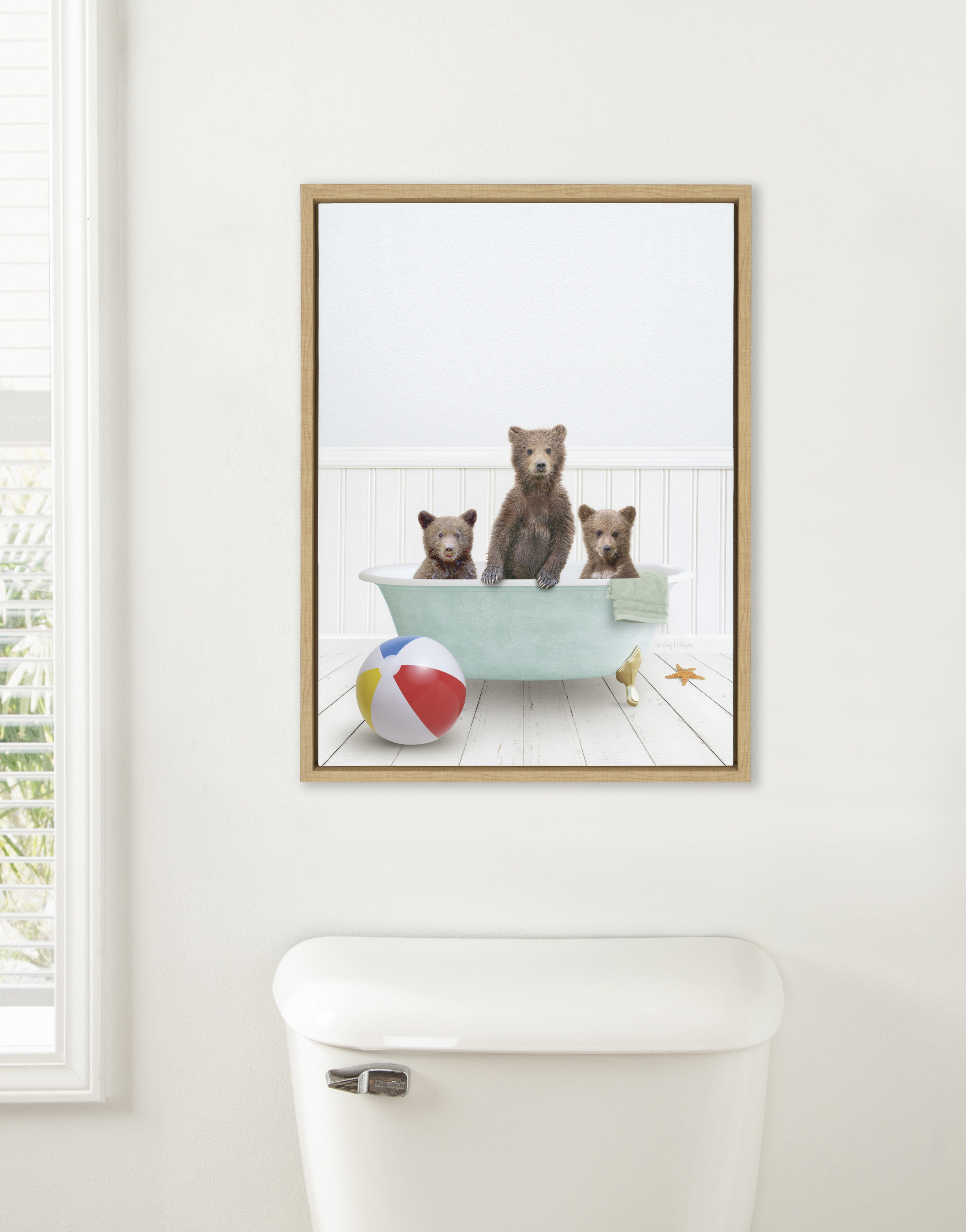 Trinx Cute Bear Bathtub Framed Canvas Wall Art - Wayfair Canada