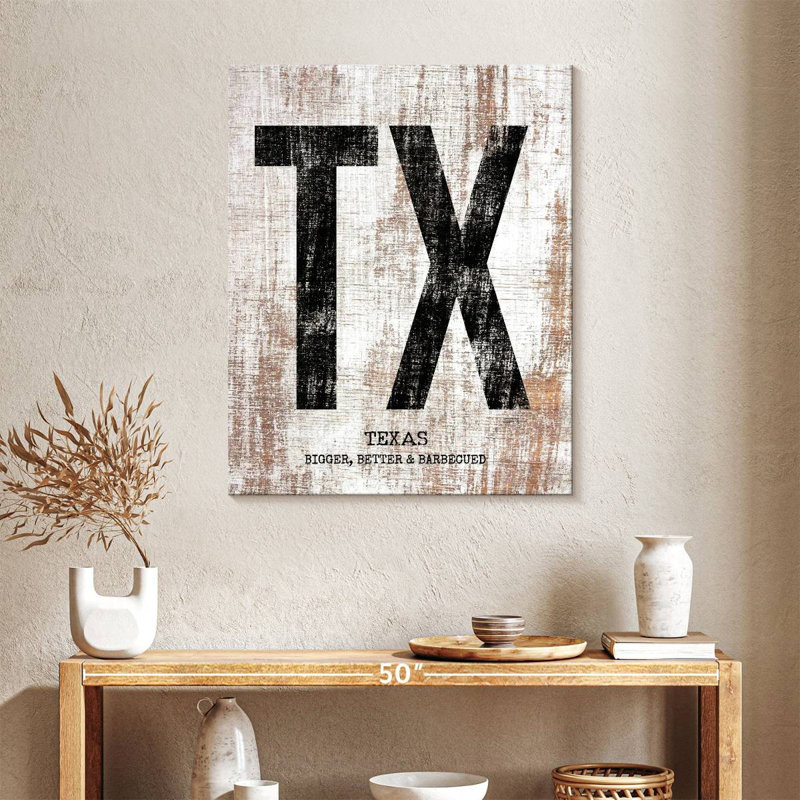 Texas Bigger Better and Barbecued sur toile, H 35 po x l 28 po x P 1,25 po
