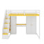 Lit mezzanine avec escalier de rangement, coiffeuse intégrée et garde-robe et armoires, lit mezzanine moderne avec miroir, charge USB et lumières-496880699