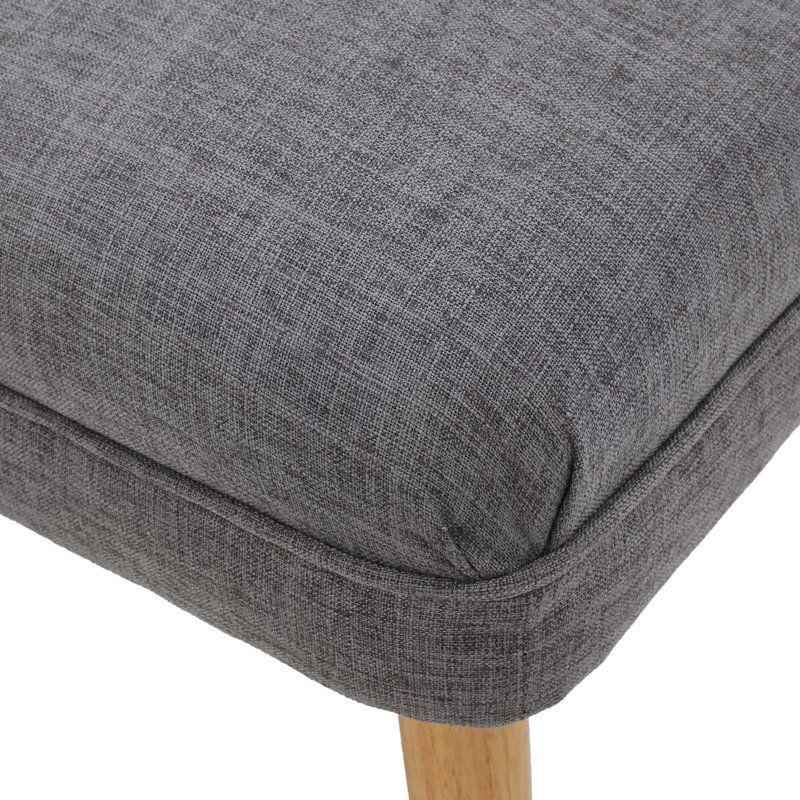  Oval Upholstered Accent Bench with Tapered Wood Legs, Modern Entryway or Bedroom Seating, Grey