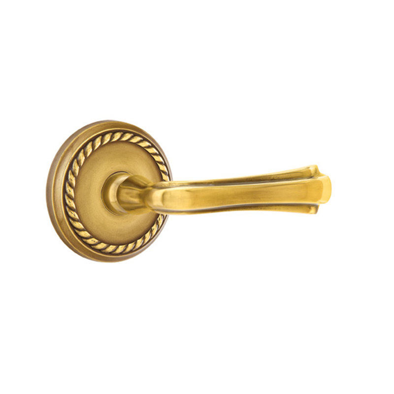 Wembley Round Double Dummy Door Lever with Round Rosette, French Antique Brass, Right