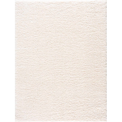 Nereen Solid Shag Beige Area Rug