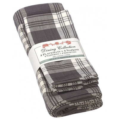 Plaid Rectangle Placemat And Napkin Set