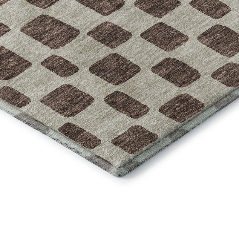 Tapis brun Prisco lavable à la machine de qualité supérieure, Rectangle 1 pi 8 po x 2 pi 6 po