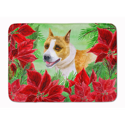Tapis pour salle de bain French Bulldog Poinsettas