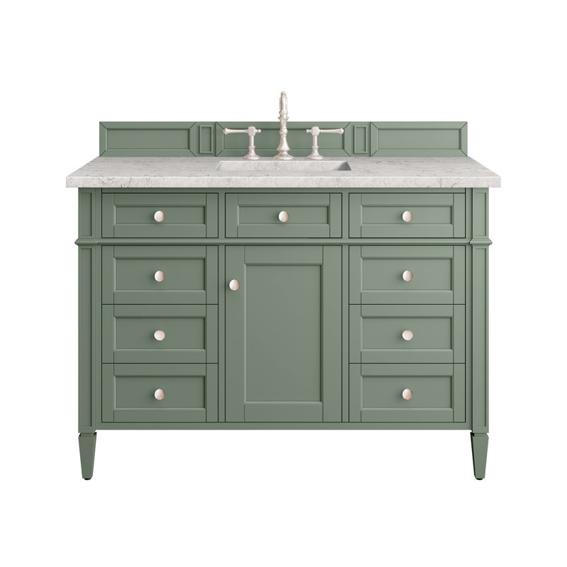 Brittany 48'' W Single Vanity, Smokey Celadon, Eternal Jasmine Pearl, 8" Widespread