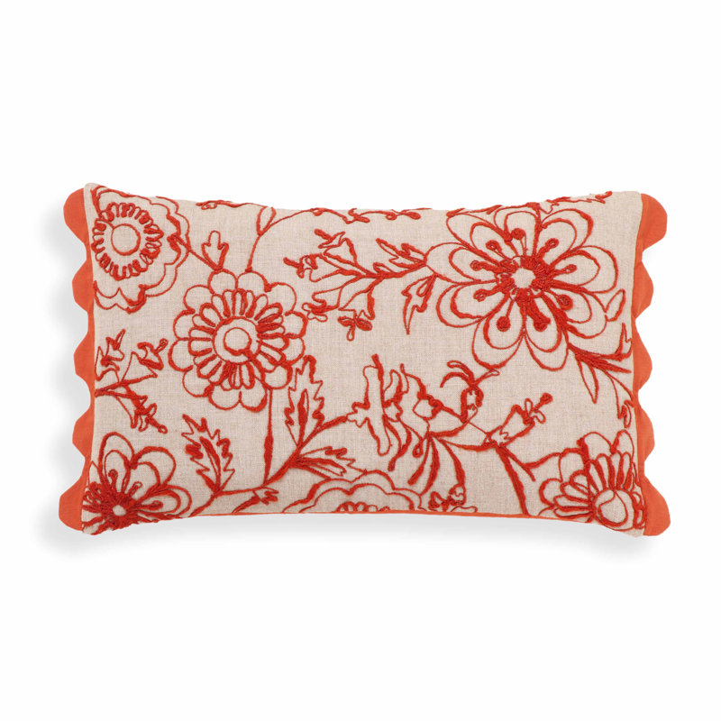 Coussin décoratif brodé Portia Flex 20 po x 12 po, Orange