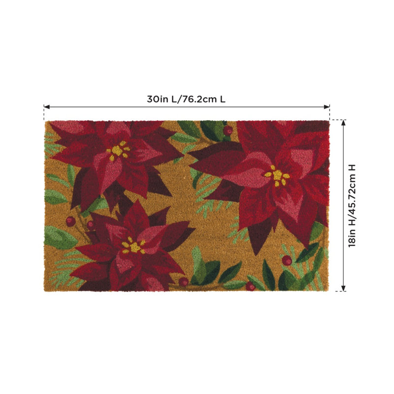 Paillasson antidérapant 30x18, Poinsettia