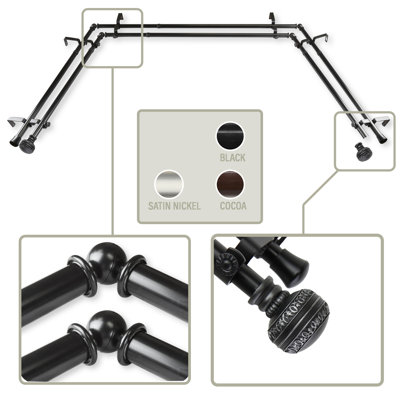 Steel Adjustable Bay Window Double Curtain Rod