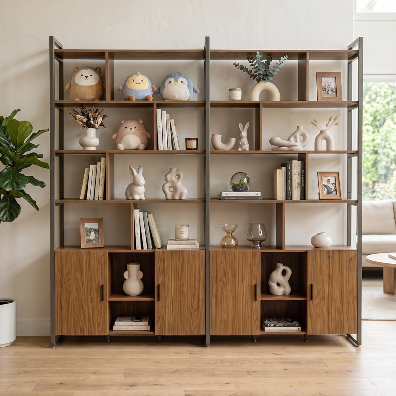 Sayers Storage Bookcase, Walnut/Gray