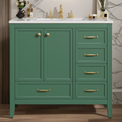 36'' Freestanding Single Bathroom Vanity With Ceramic Top