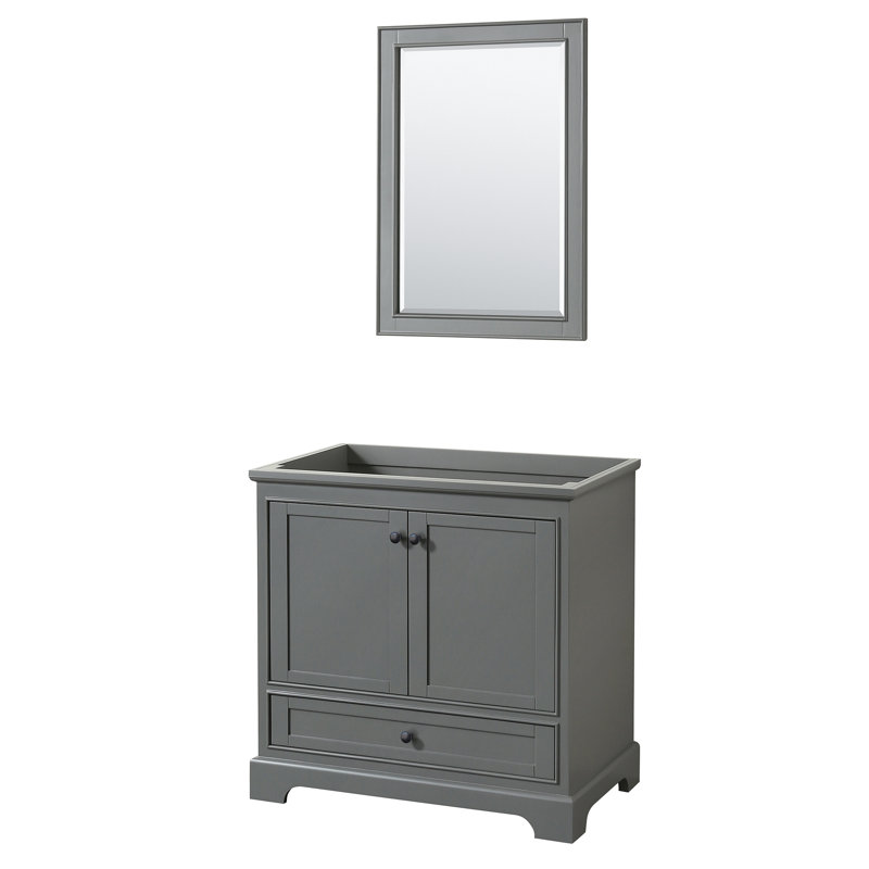 Deborah 35" White and Gold Plywood Single Bathroom Vanity Base