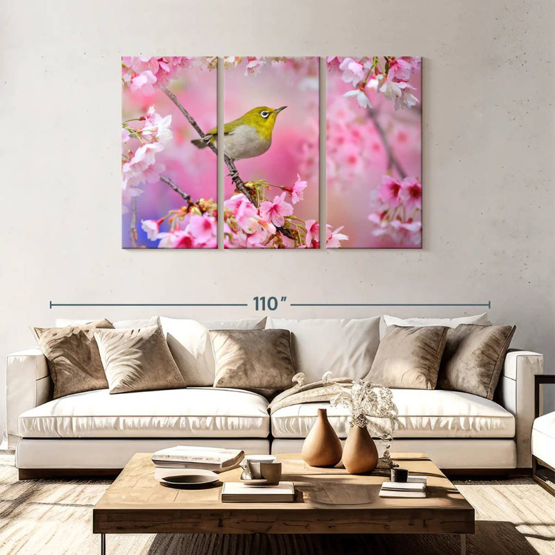 Brampt Sakura Blooms And Mejiro, 48" H x 74" W