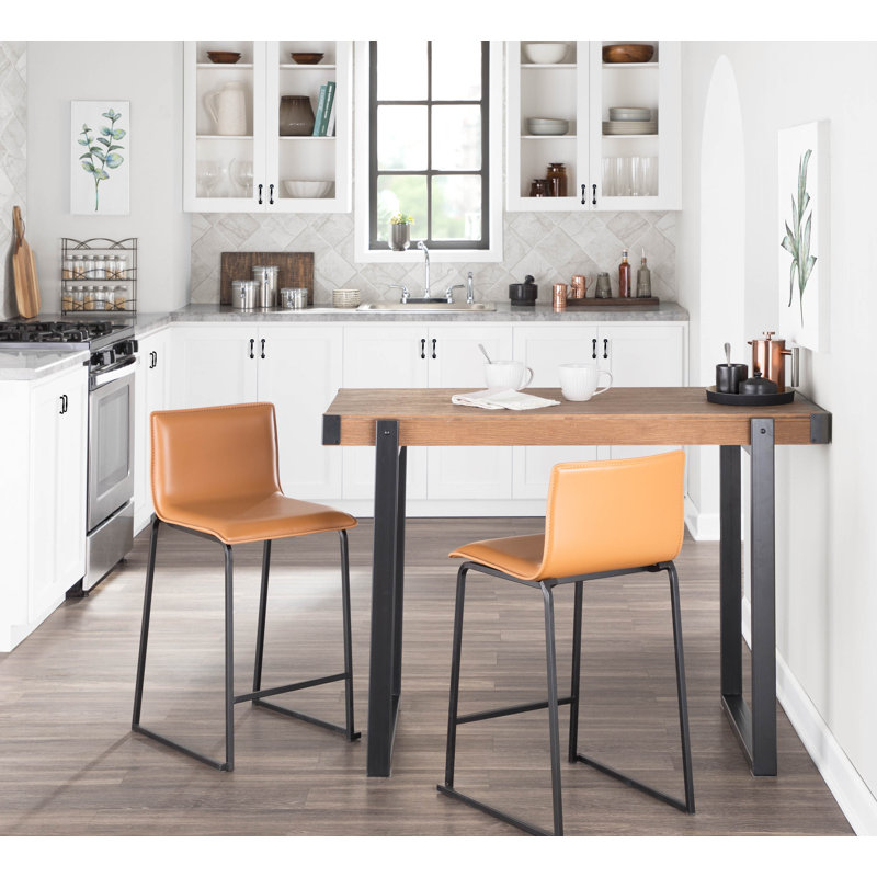 Tabouret Middlebrook, Chameau, Noir, Tabouret de comptoir (siège d'une hauteur de 26 p