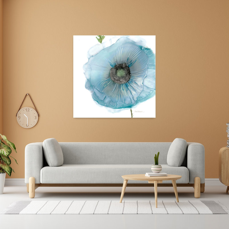 Art mural abstrait irisé bleu coquelicot II, H 48 po x l 48 po