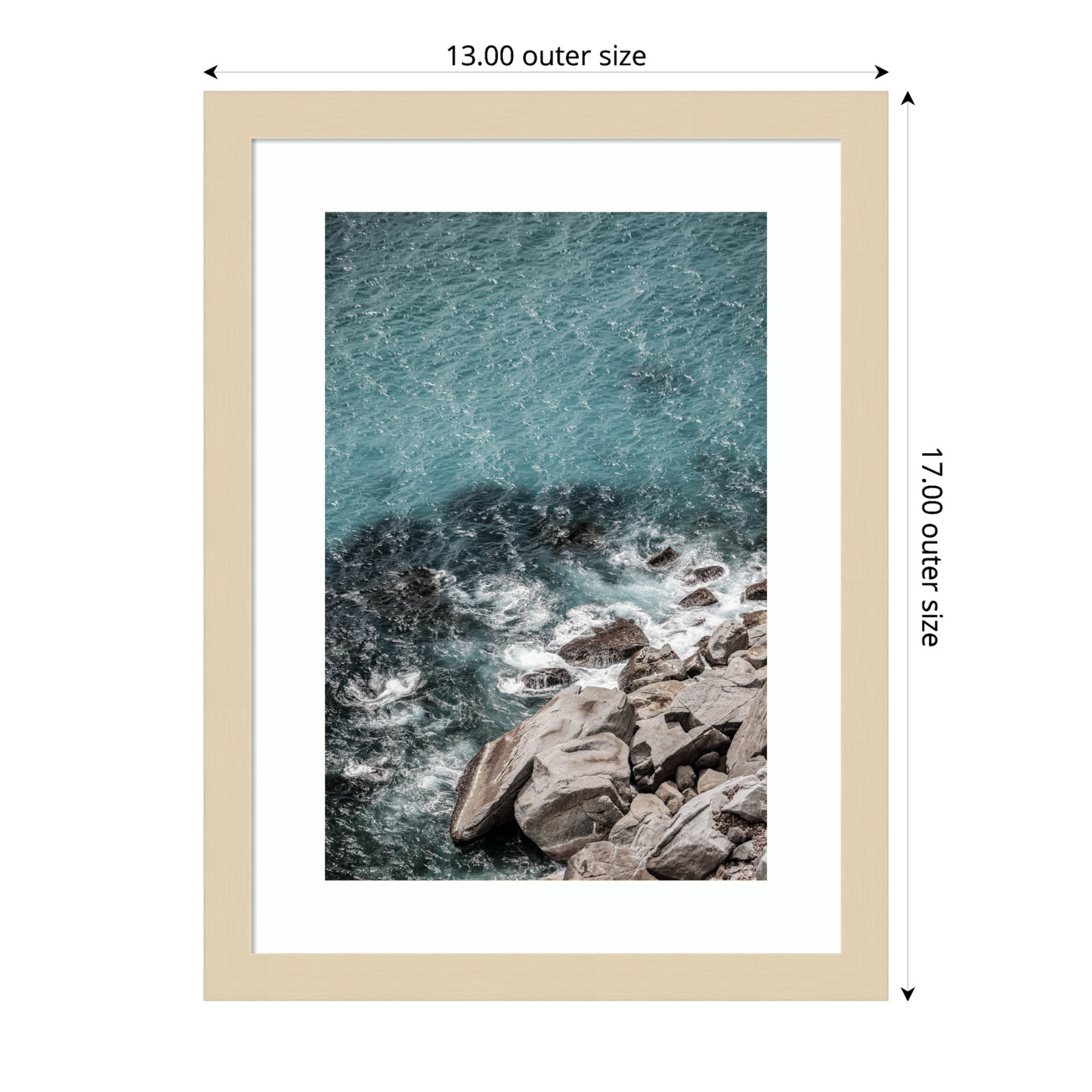 Aqua Sea Shores by Shot by Clint Wood Framed Wall Art Print, 17" H x 13" W, Brown