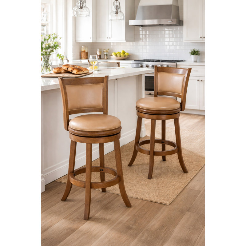 Comptoir pivotant, bar et très grand tabouret en bois Analuz, Tabouret de bar (siège d'une hauteur de 30 po), Brun clair