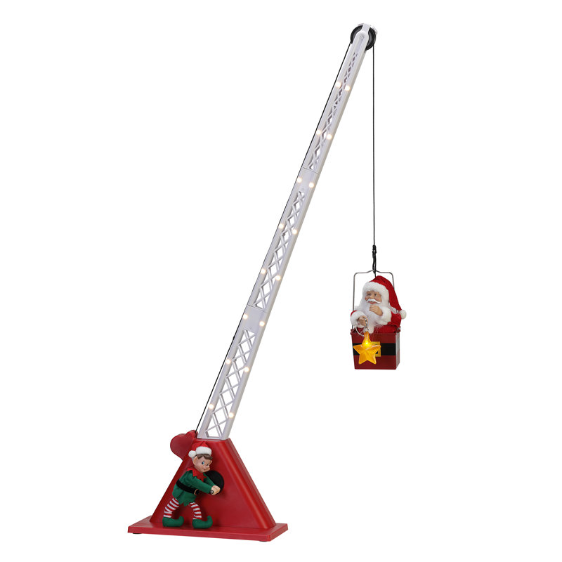 Grue de Noël animée 44 po Magic of Christmas - Père Noël blanc