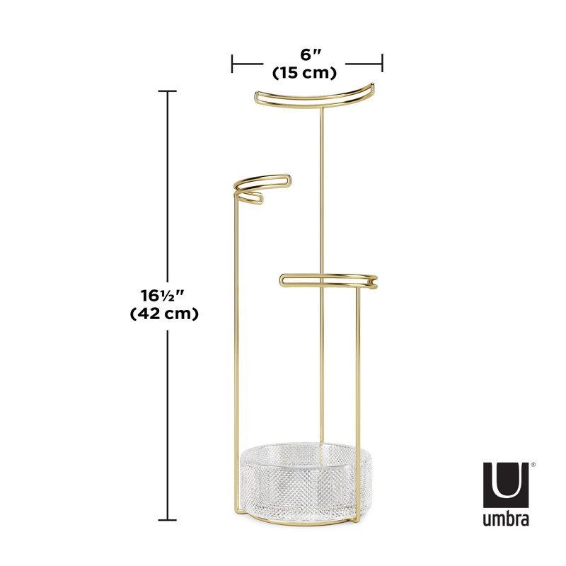 Tesora Gold and Glass Polished Jewelry Stand