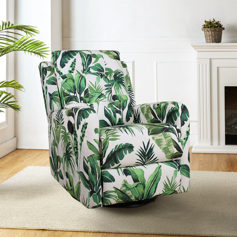 Prescot 26.77" W Pocket Spring Tufted Manual Swivel Rocker Recliner , Green Polyester Blend