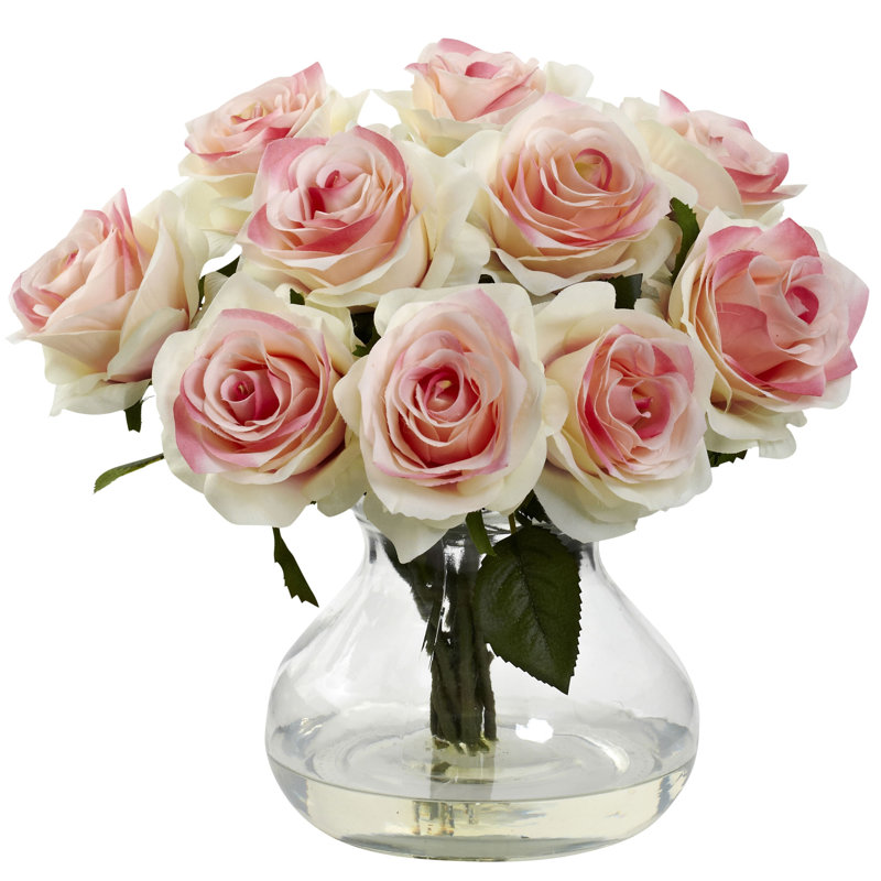 Centre de table Roses dans un vase, Rose clair