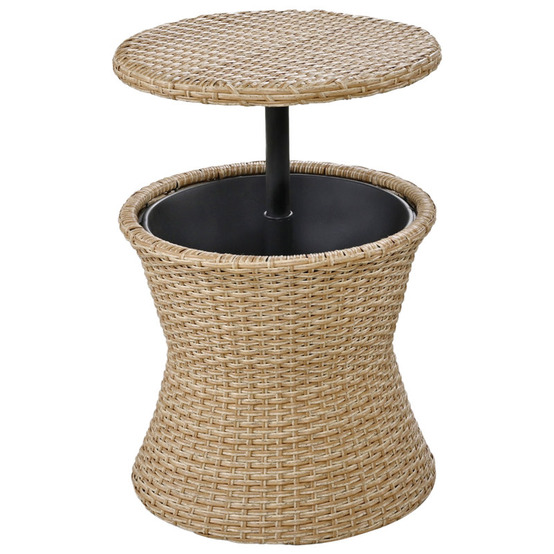 Ensemble de chaises de patio 5 pièces, ensemble de conversation avec table de bar en osier, repose-pieds, ensemble bistro d'extérieur pour porche, jardin, balcon, bord de piscine brun