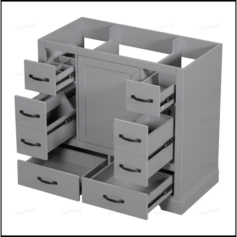 Meuble-lavabo 36 po avec tablette réglable, base d'armoire seulement, Gris