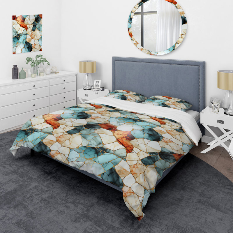 Ensemble de housse de couette multicolore, Housse de couette simple + 1 taie décorative stan
