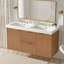 Meuble-lavabo double 47,24 pouces avec comptoir en bois massif, armoire en MDF, portes à fermeture en douceur, tiroirs divisés, meuble-lavabo mural moderne