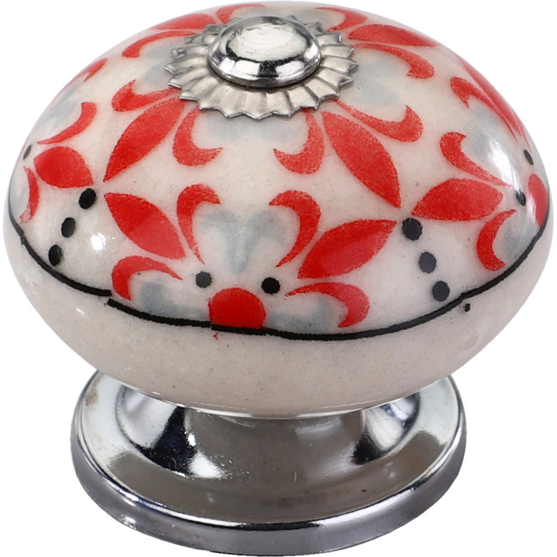 Modern Round Ceramic Cabinet Knob with Mounting Hardware