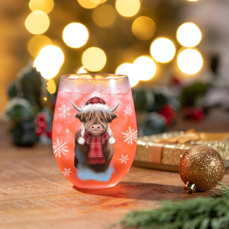 Vache des fêtes 17 oz. Verre à vin sans pied et boîte-cadeau