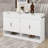 Farmhouse Sideboard With 3 Drawers & 4 Doors, Multi-Functional Storage Buffet With Adjustable Shelf And Open Storage Compartments-1461729575