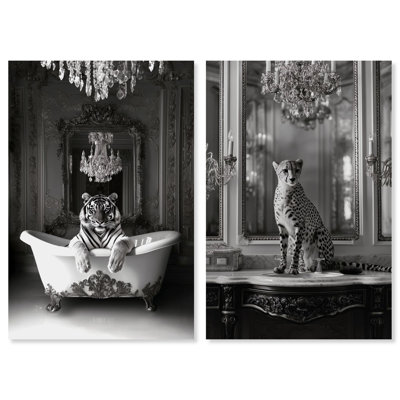«Animal Bathroom Ornate Set», reproduction d'art sur toile par Art Remedy