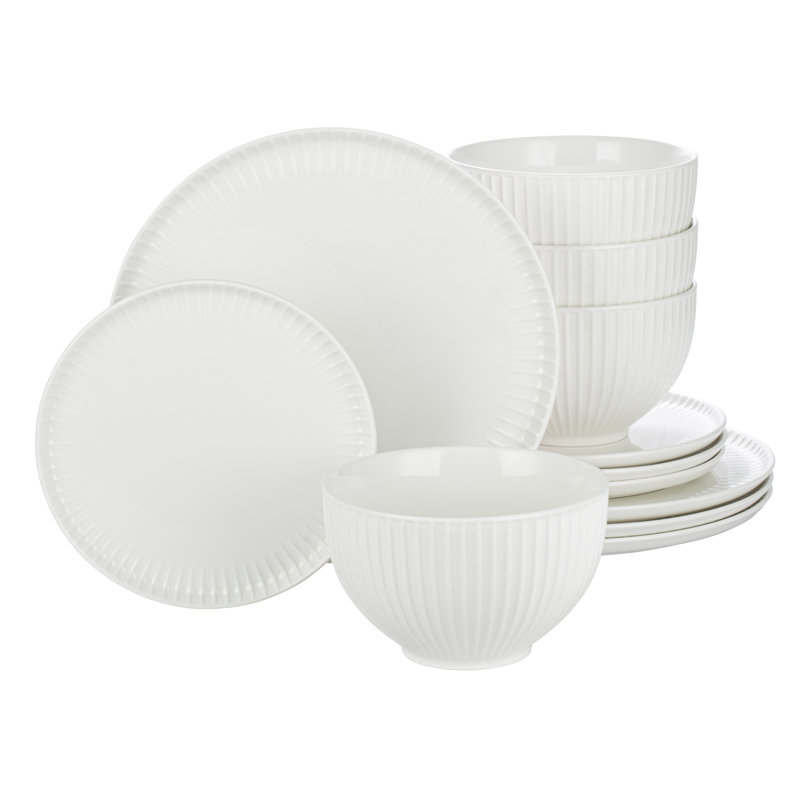 Textured 12 Piece Dinnerware Set, Service for 4