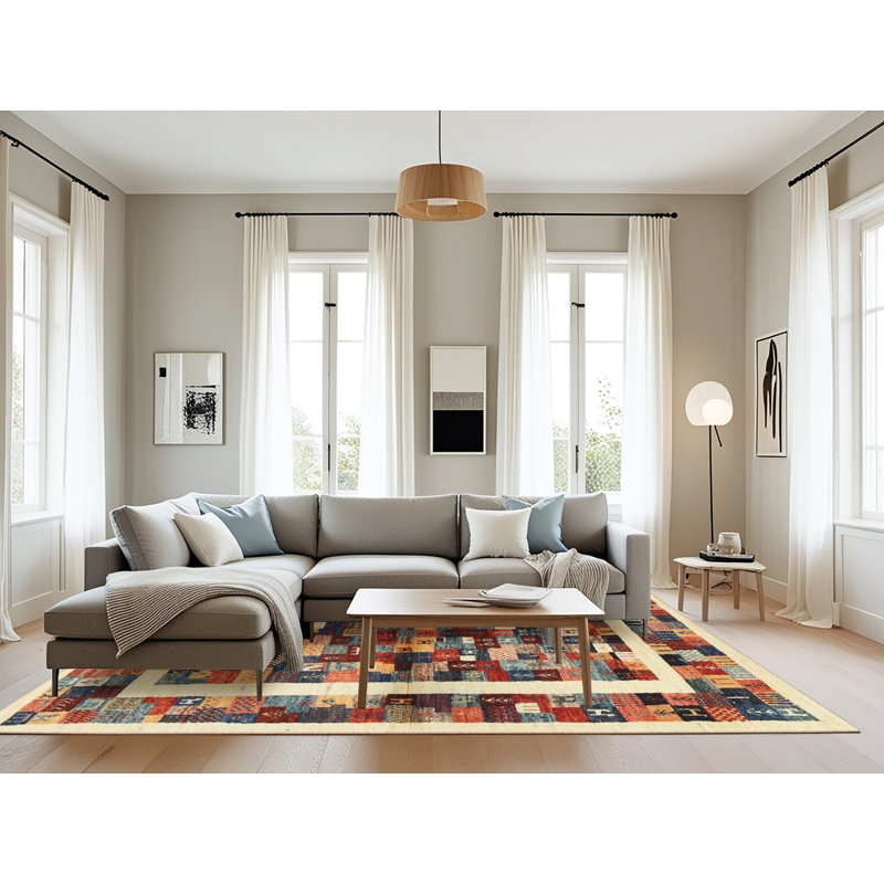 Tapis brun/rouge/beige contemporain Currahee, Rectangle 8 pi x 10 pi