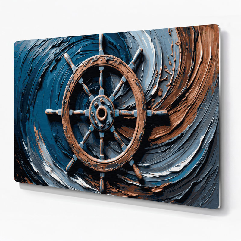 Art mural gris nautique en bois patiné, H 20 po x l 24 po
