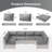  14-Piece Outdoor Patio Cushions Set for 6-Seat Sectional Sofa, 25.6" x 25.6" Replacement Couch Cushions, 4-Inch Thick Anti-Slip Garden Furniture Cushions, Grey-1494902645
